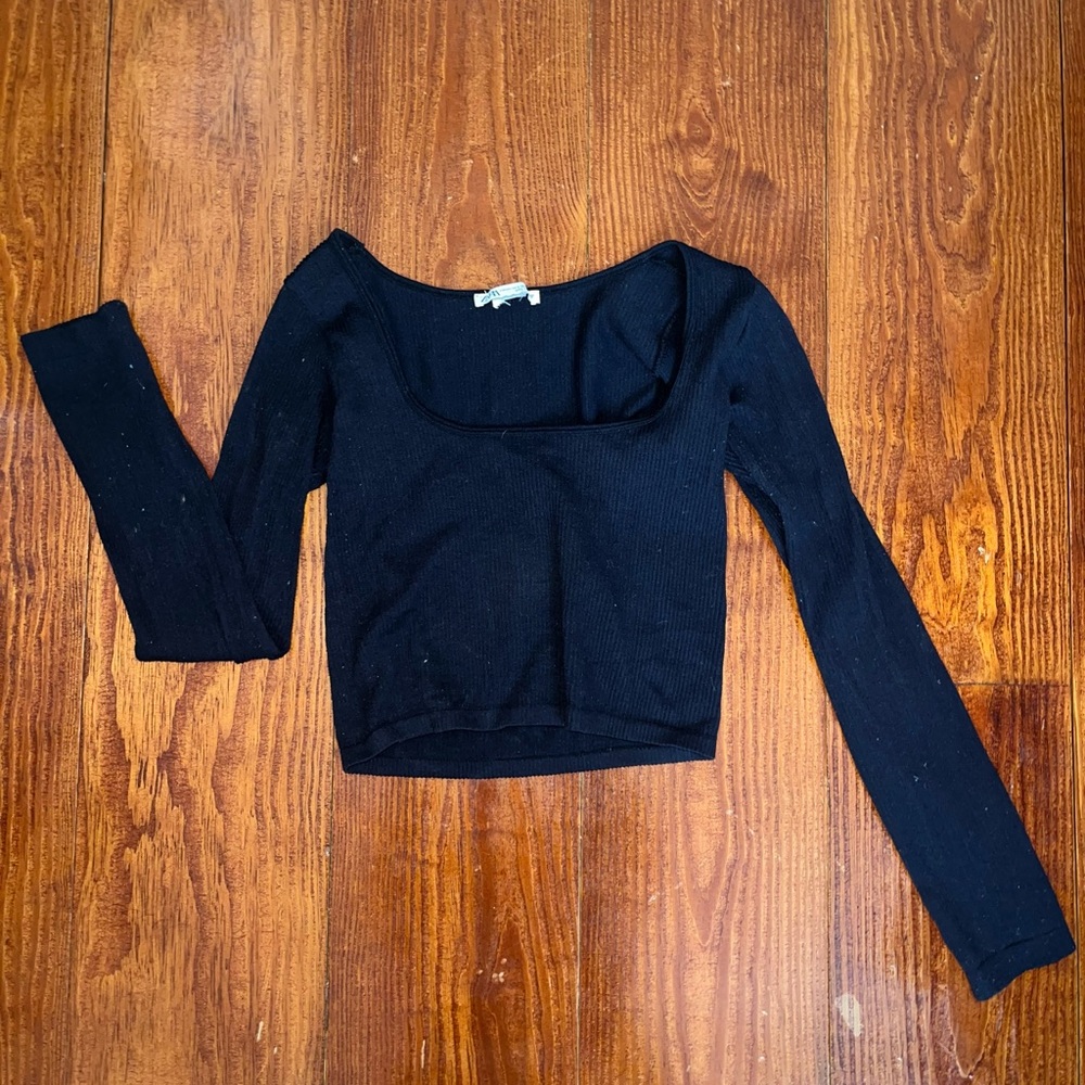 Zara knit long sleeve crop top